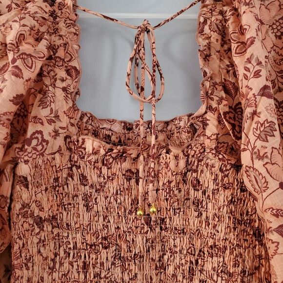 Free People Smock It To Me Mini Dress Apricot Combo - Picture 7 of 7